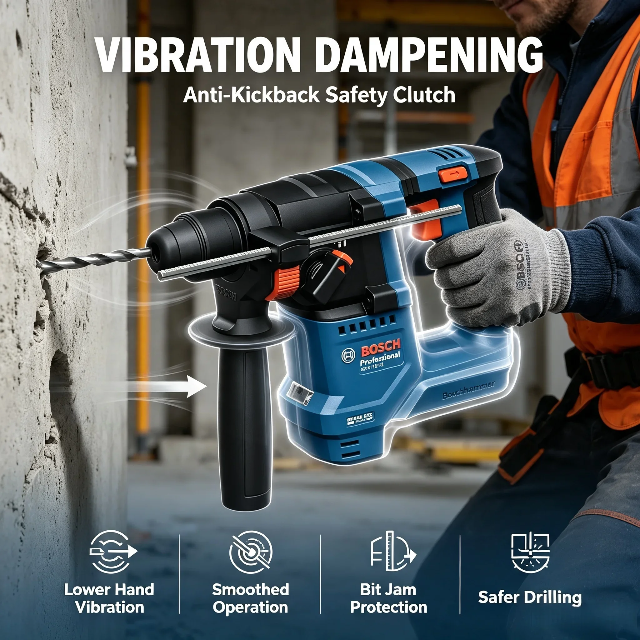 Power Tools Impact - Bosch GBH 18V-18 Cordless Rotary Hammer,