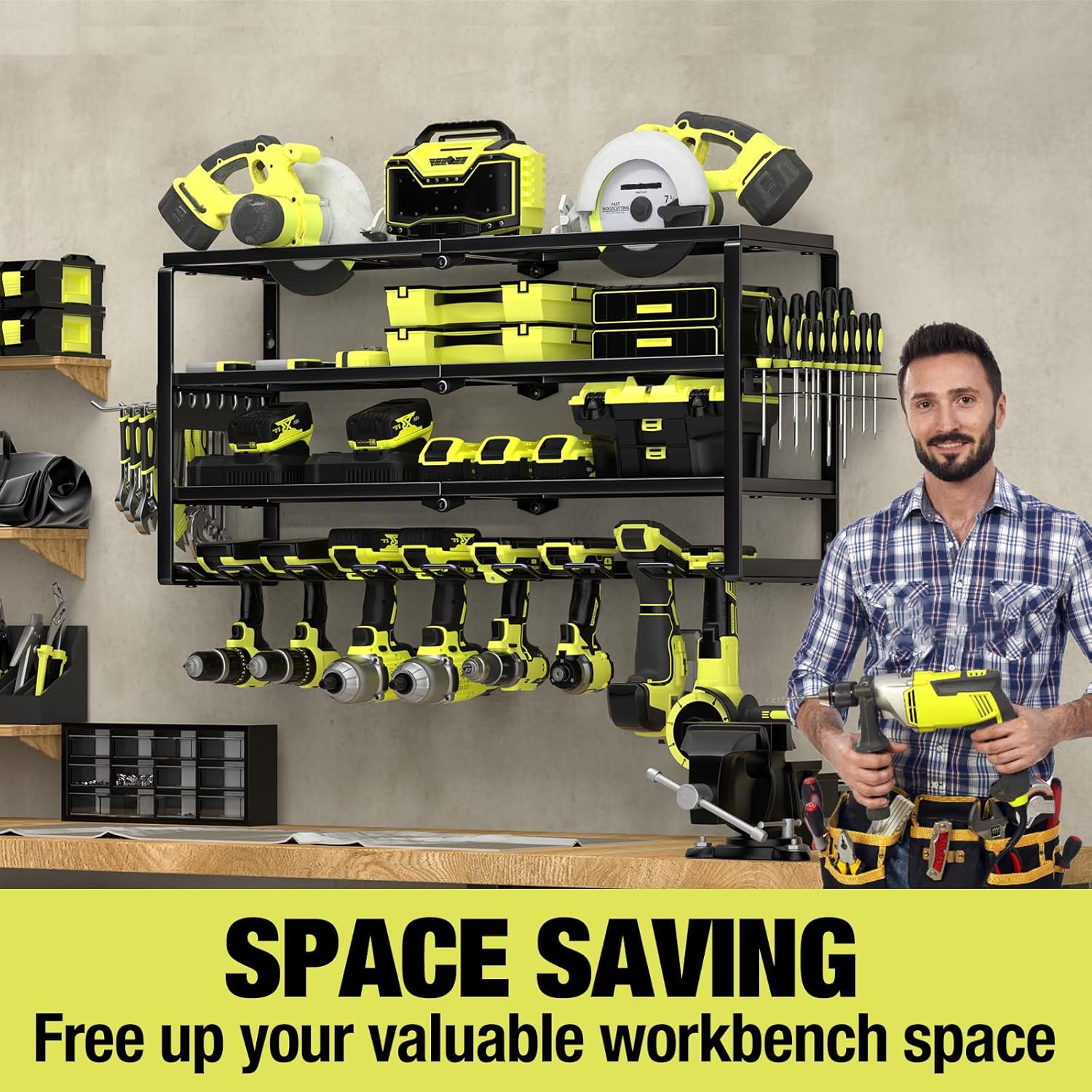 4 Layer Wall Mount Power Tool  - Power Tools Holder ulasan dan harga