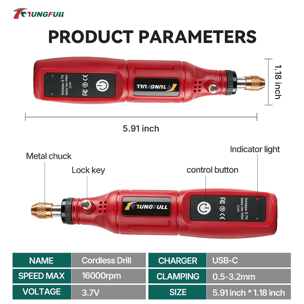 TUNGFULL 3.7V Cordless Rotary  - Power Tools Workshop ulasan dan harga