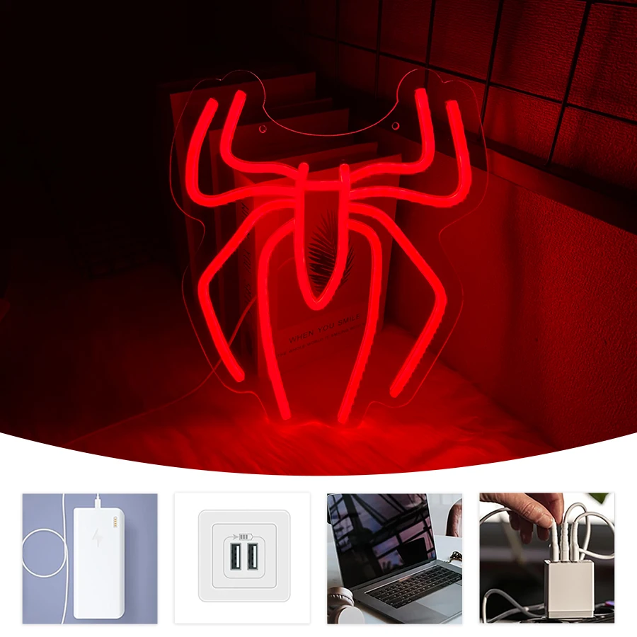 Spider Neon Led Logo Usb Power - Power Tools Logo ulasan dan harga
