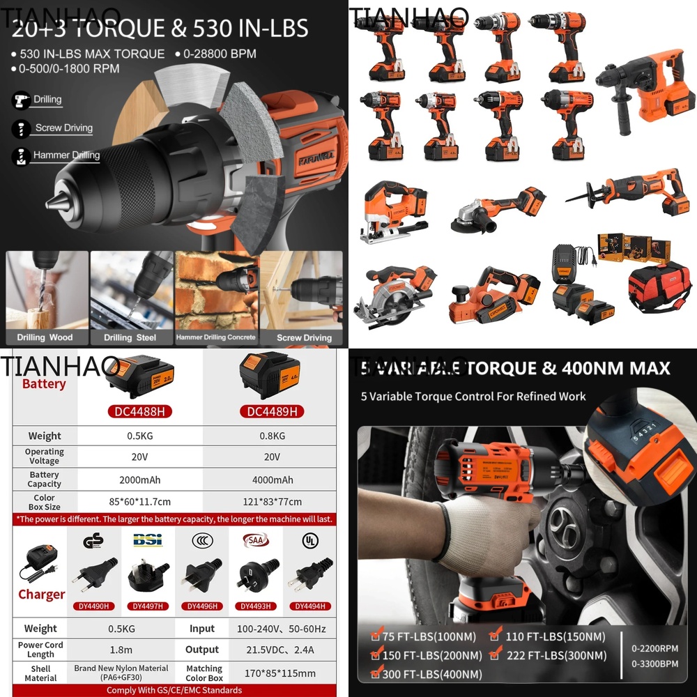 KAFUWELL PA4500 72H 20V Cordle - Combo Power Tools ulasan dan harga